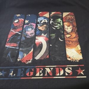 Marvel Legends Men’s XL Black Comic Heroes Graphic Tee 100% Cotton Disney